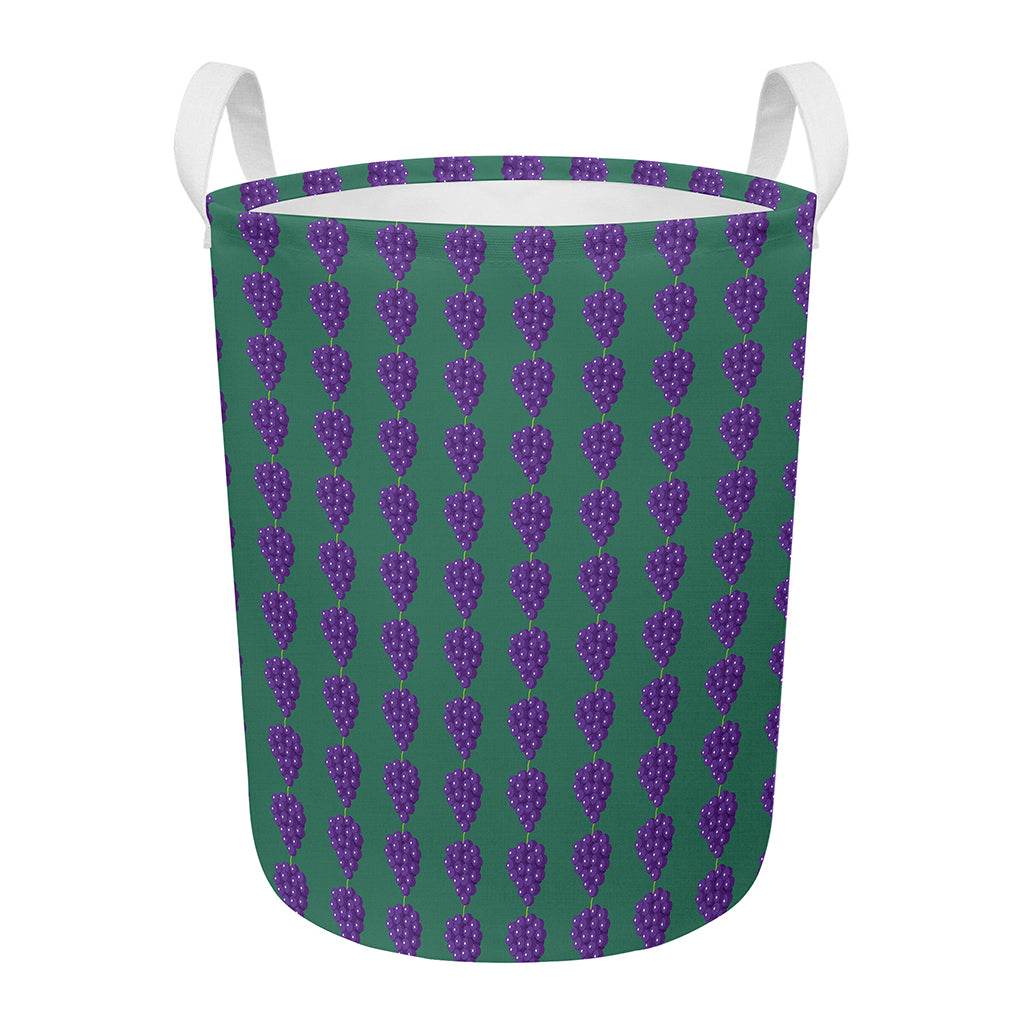 Purple Grape Pattern Print Round Laundry Basket
