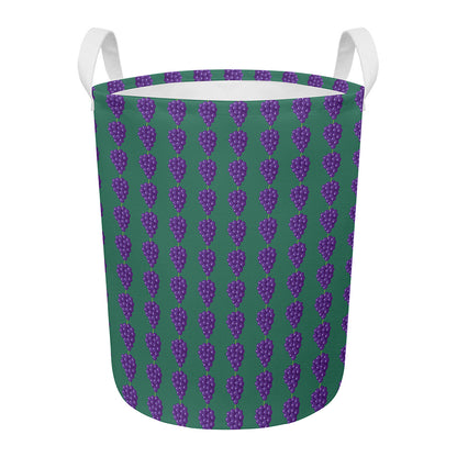 Purple Grape Pattern Print Round Laundry Basket