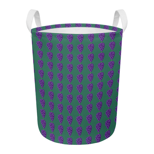 Purple Grape Pattern Print Round Laundry Basket