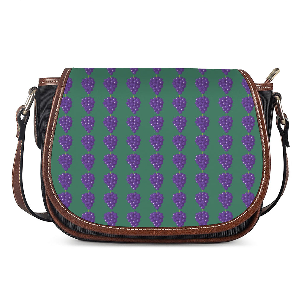 Purple Grape Pattern Print Saddle Bag