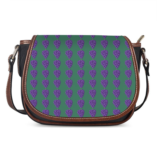 Purple Grape Pattern Print Saddle Bag