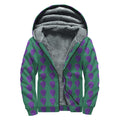 Purple Grape Pattern Print Sherpa Lined Zip Up Hoodie