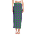 Purple Grape Pattern Print Side Slit Maxi Skirt
