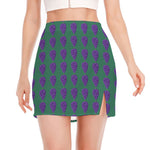 Purple Grape Pattern Print Side Slit Mini Skirt