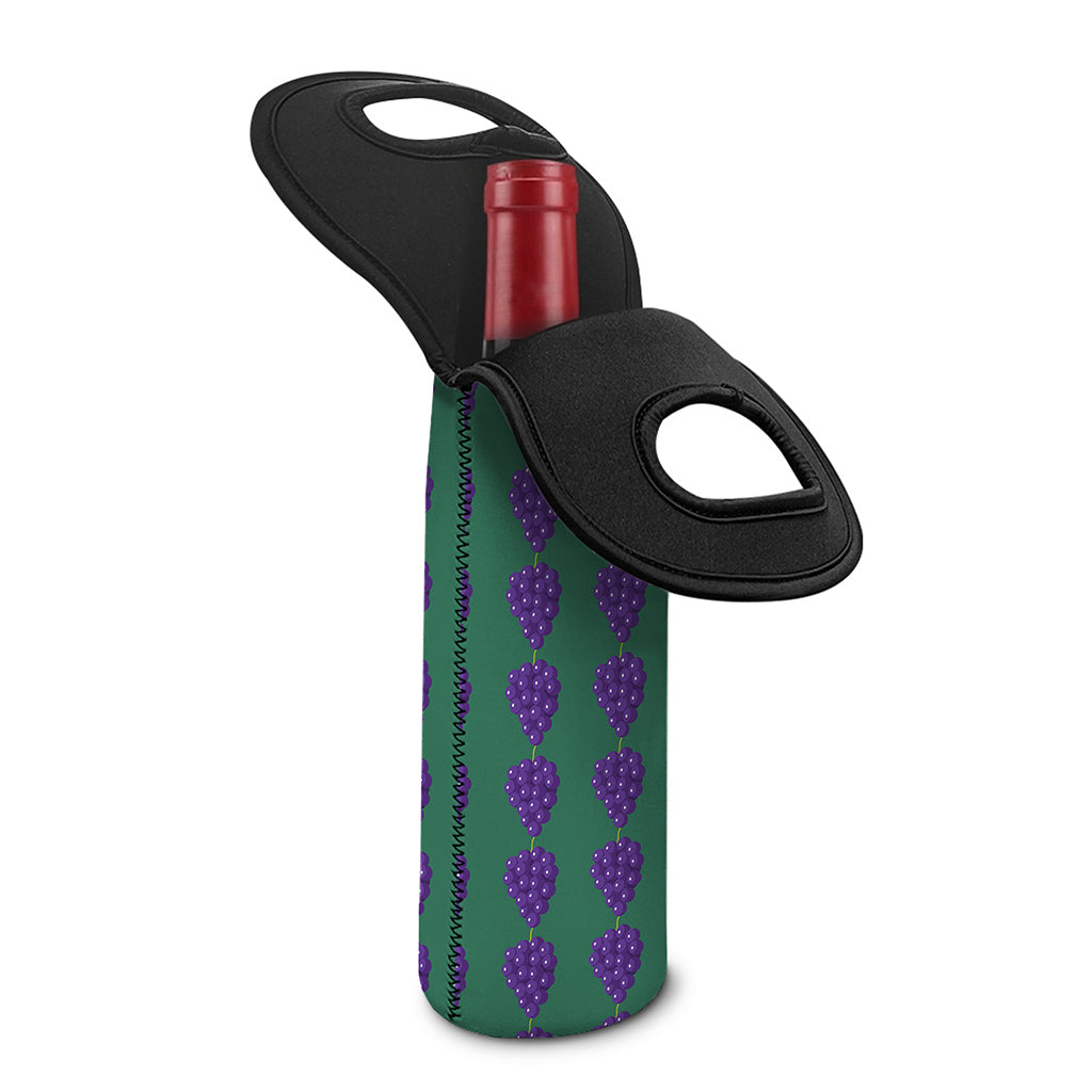 Purple Grape Pattern Print Single Neoprene Wine Tote