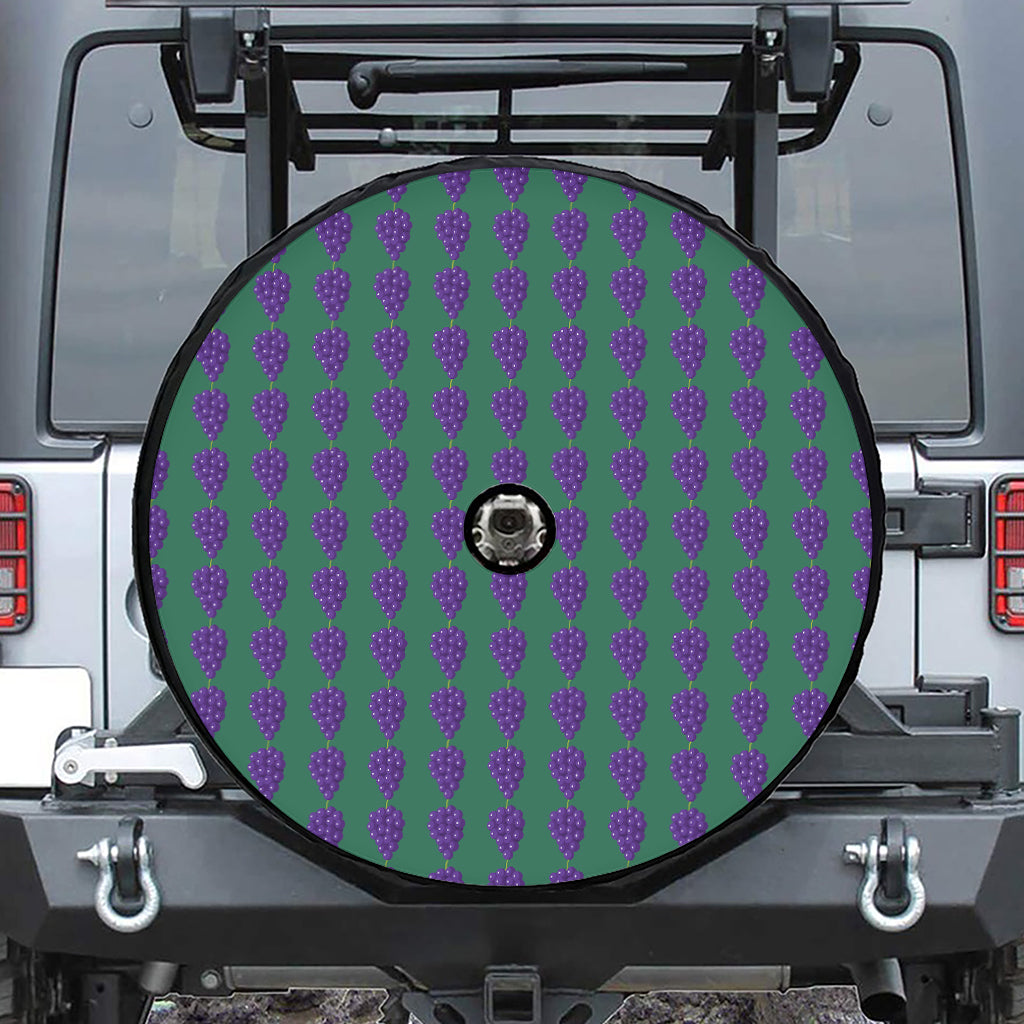 Purple Grape Pattern Print Tire Cover With Camera Hole