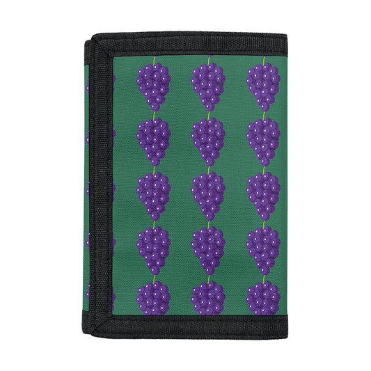 Purple Grape Pattern Print Trifold Wallet