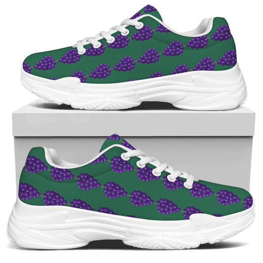 Purple Grape Pattern Print White Chunky Shoes