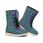 Purple Grape Pattern Print Winter Boots