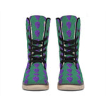 Purple Grape Pattern Print Winter Boots