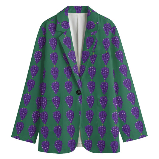 Purple Grape Pattern Print Women's Blazer