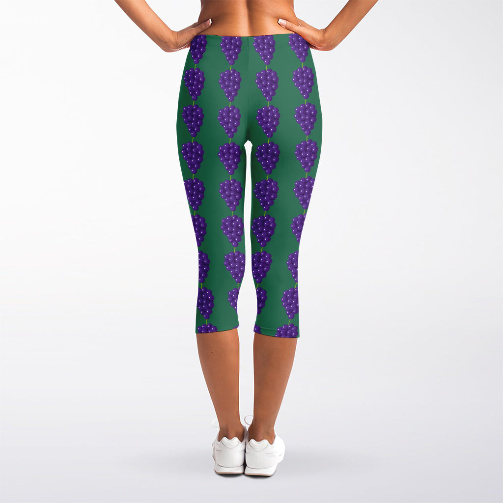 Purple Grape Pattern Print Women's Capri Leggings