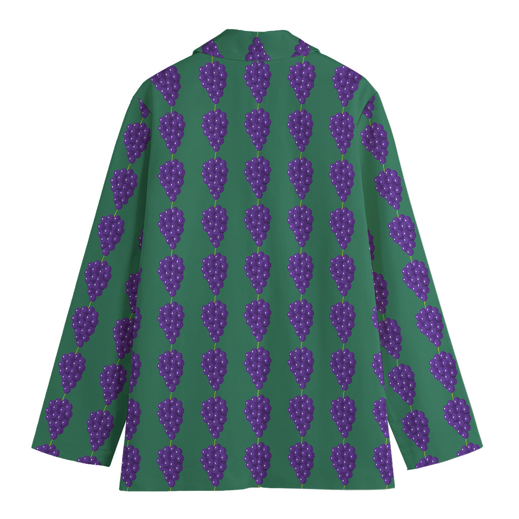 Purple Grape Pattern Print Women's Cotton Blazer