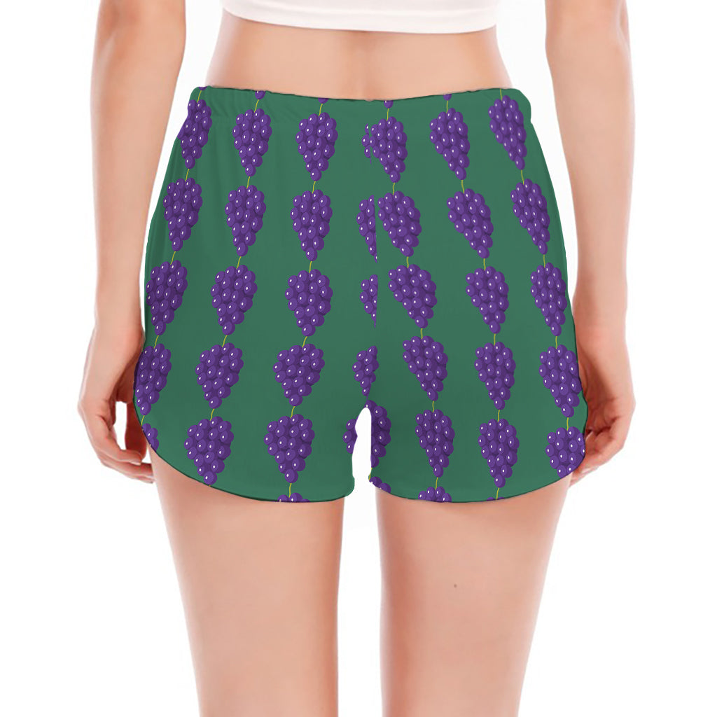 Purple Grape Pattern Print Women's Split Running Shorts