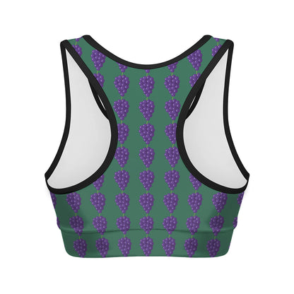 Purple Grape Pattern Print Women's Sports Bra