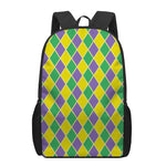 Purple Green And Yellow Mardi Gras Print 17 Inch Backpack