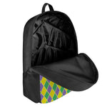 Purple Green And Yellow Mardi Gras Print 17 Inch Backpack