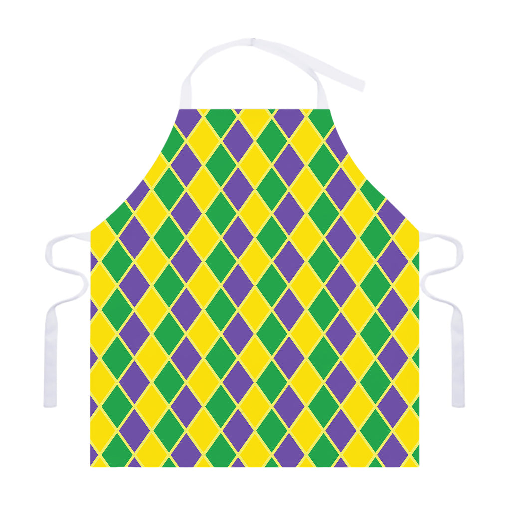Purple Green And Yellow Mardi Gras Print Adjustable Apron