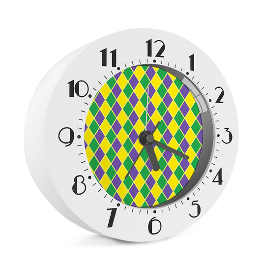 Purple Green And Yellow Mardi Gras Print Alarm Clock