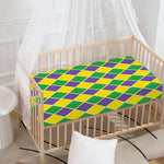Purple Green And Yellow Mardi Gras Print Baby Crib Sheet