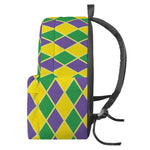 Purple Green And Yellow Mardi Gras Print Backpack