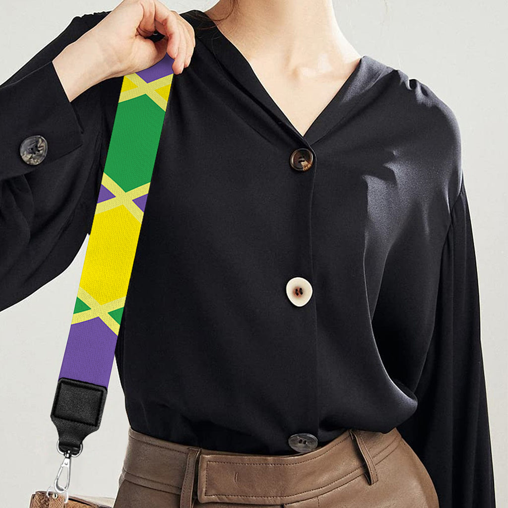 Purple Green And Yellow Mardi Gras Print Bag Strap