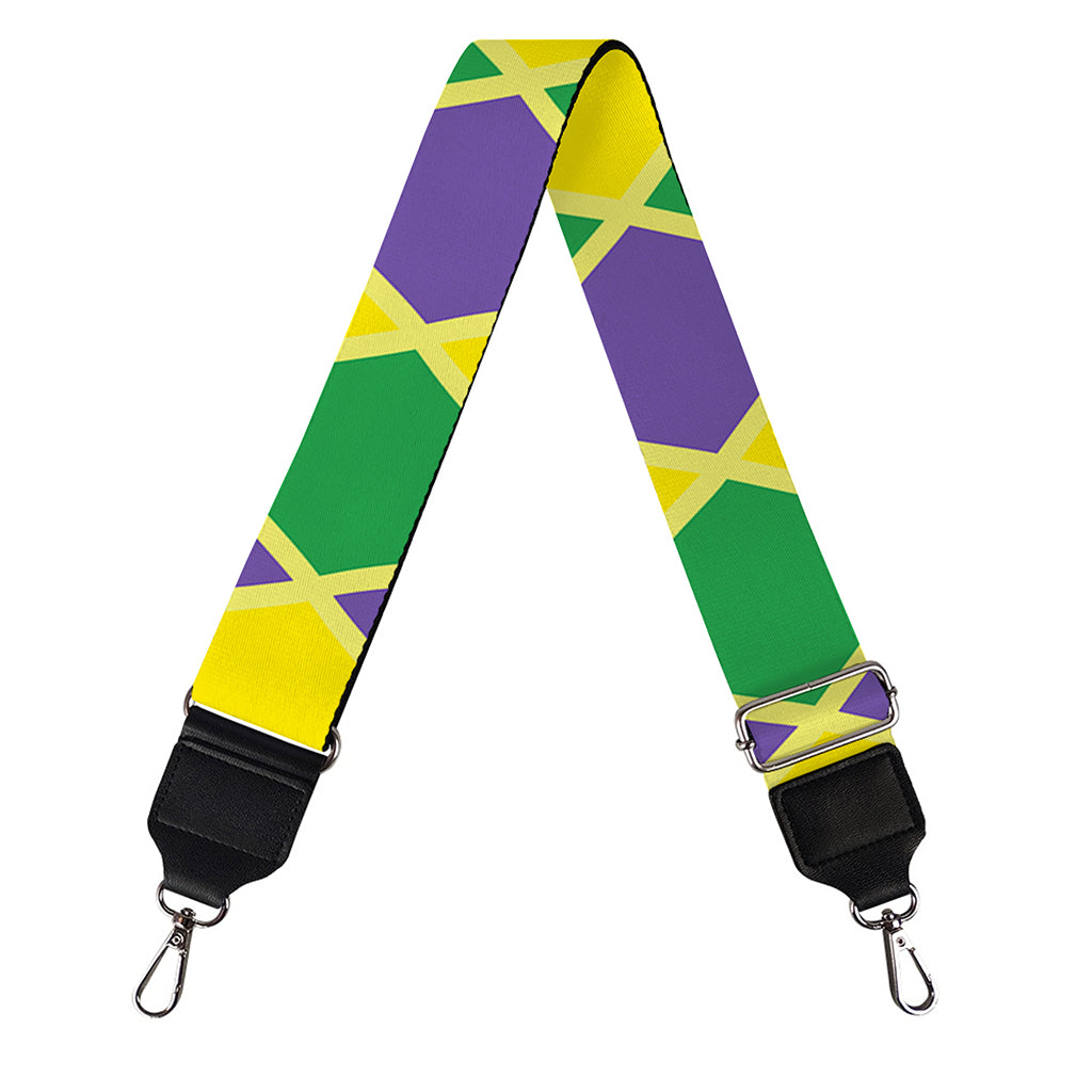 Purple Green And Yellow Mardi Gras Print Bag Strap