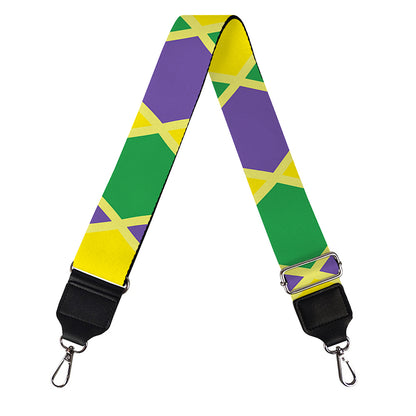 Purple Green And Yellow Mardi Gras Print Bag Strap