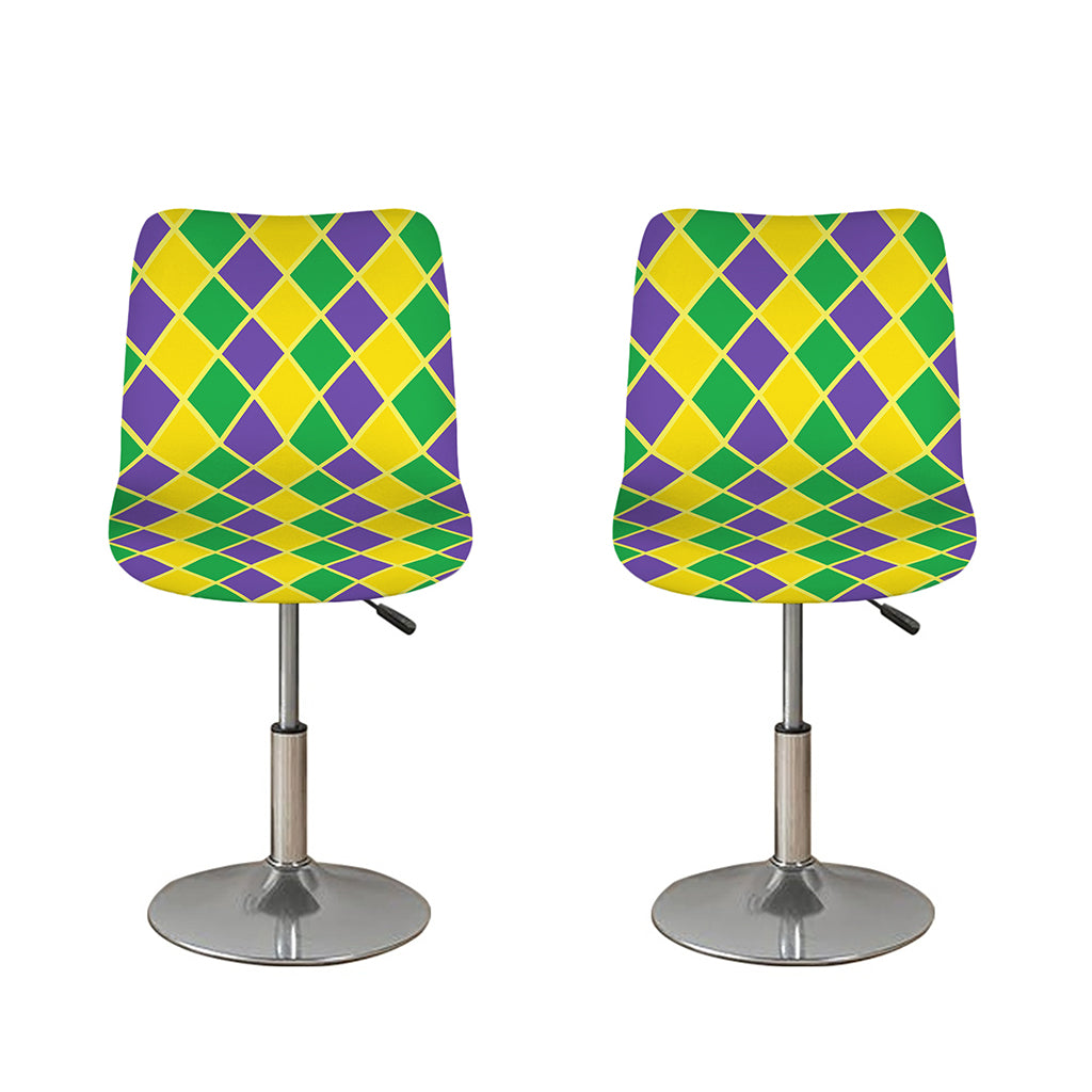 Purple Green And Yellow Mardi Gras Print Bar Stool Covers