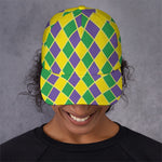 Purple Green And Yellow Mardi Gras Print Baseball Cap