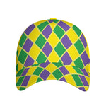 Purple Green And Yellow Mardi Gras Print Baseball Cap