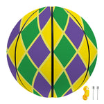 Purple Green And Yellow Mardi Gras Print Basketball