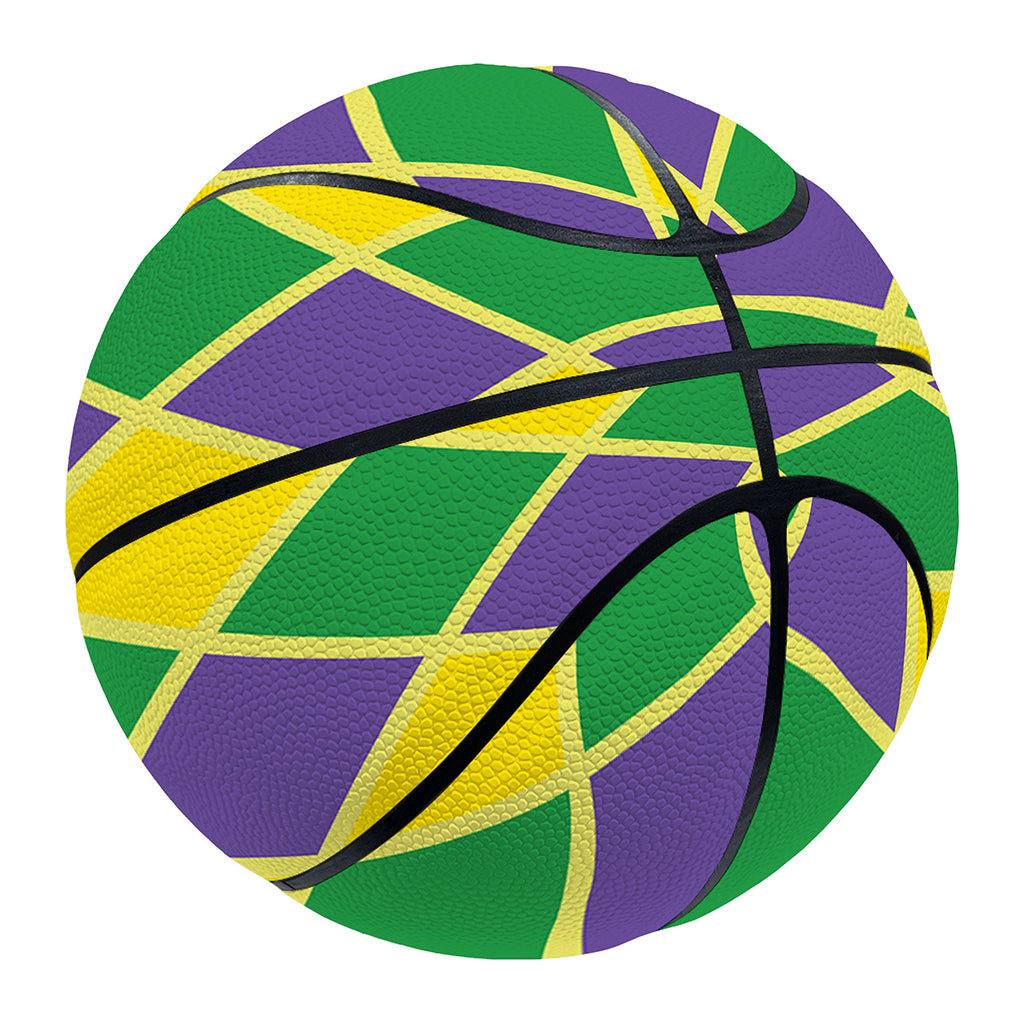 Purple Green And Yellow Mardi Gras Print Basketball