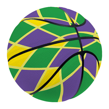 Purple Green And Yellow Mardi Gras Print Basketball
