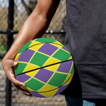 Purple Green And Yellow Mardi Gras Print Basketball
