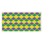 Purple Green And Yellow Mardi Gras Print Beach Towel