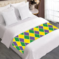 Purple Green And Yellow Mardi Gras Print Bed Runner