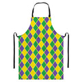 Purple Green And Yellow Mardi Gras Print Bib Apron With Pocket