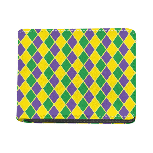 Purple Green And Yellow Mardi Gras Print Bifold Wallet