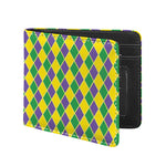 Purple Green And Yellow Mardi Gras Print Bifold Wallet