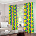 Purple Green And Yellow Mardi Gras Print Dimout Grommet Curtains