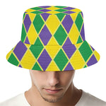 Purple Green And Yellow Mardi Gras Print Bucket Hat
