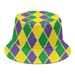 Purple Green And Yellow Mardi Gras Print Bucket Hat