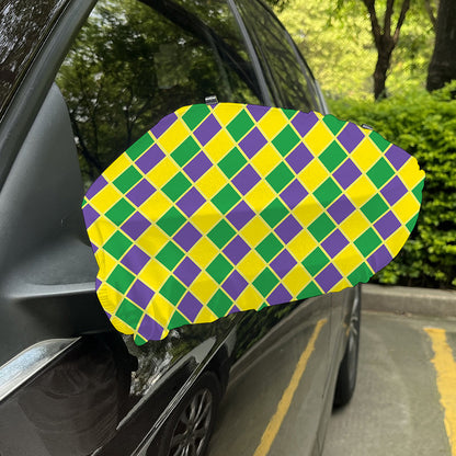 Purple Green And Yellow Mardi Gras Print Car Side Mirror Covers