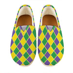 Purple Green And Yellow Mardi Gras Print Casual Shoes