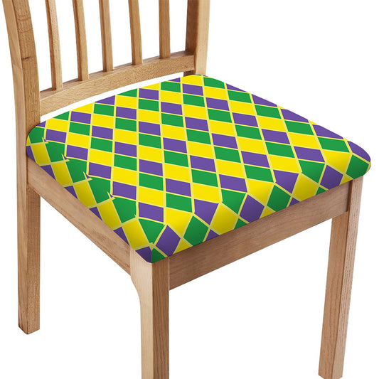 Purple Green And Yellow Mardi Gras Print Chair Cushion Cover