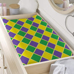 Purple Green And Yellow Mardi Gras Print Changing Pad Cover