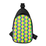 Purple Green And Yellow Mardi Gras Print Chest Bag