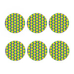 Purple Green And Yellow Mardi Gras Print Coaster Set