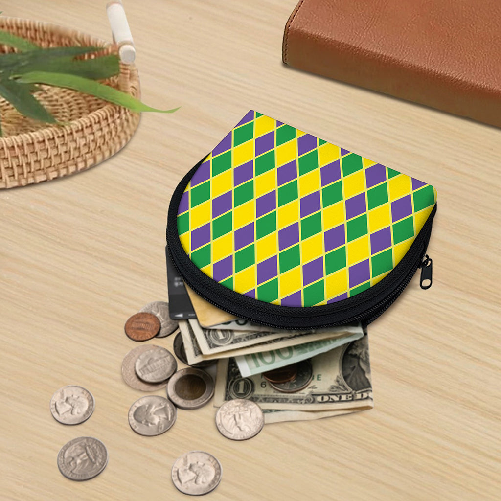 Purple Green And Yellow Mardi Gras Print Coin Purse